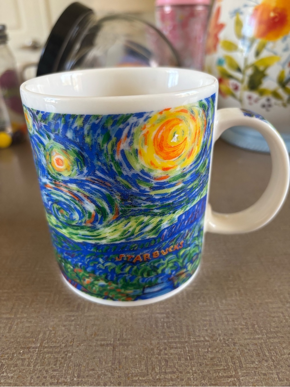 Starbucks Blue & Yellow Starry Night Ceramic Mug